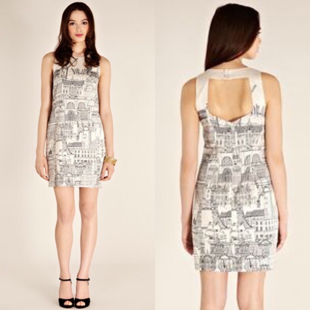 Oasis Black and White City Print Dress
